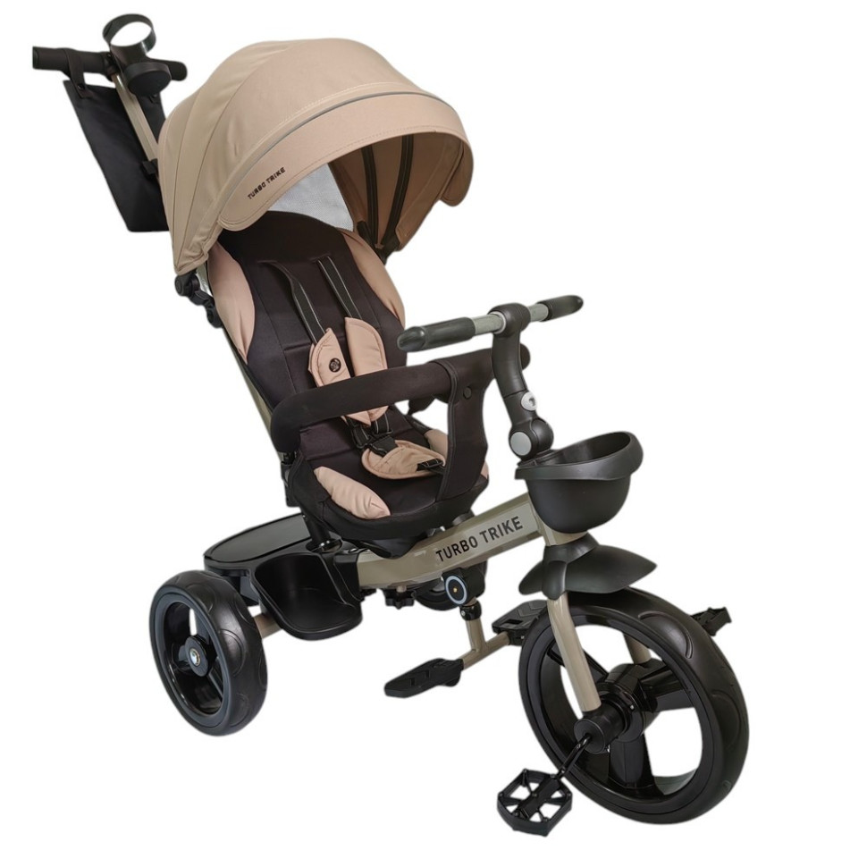 Велосипед дитячий триколісний Turbo Trike MT 1001-1 Almond Beige з батьківською ручкою
