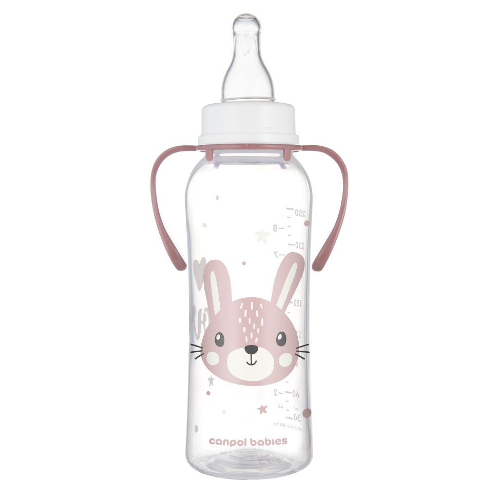 Детская стандартная бутылочка с ручками Cute animals Canpol babies 11/845_pin 250 мл