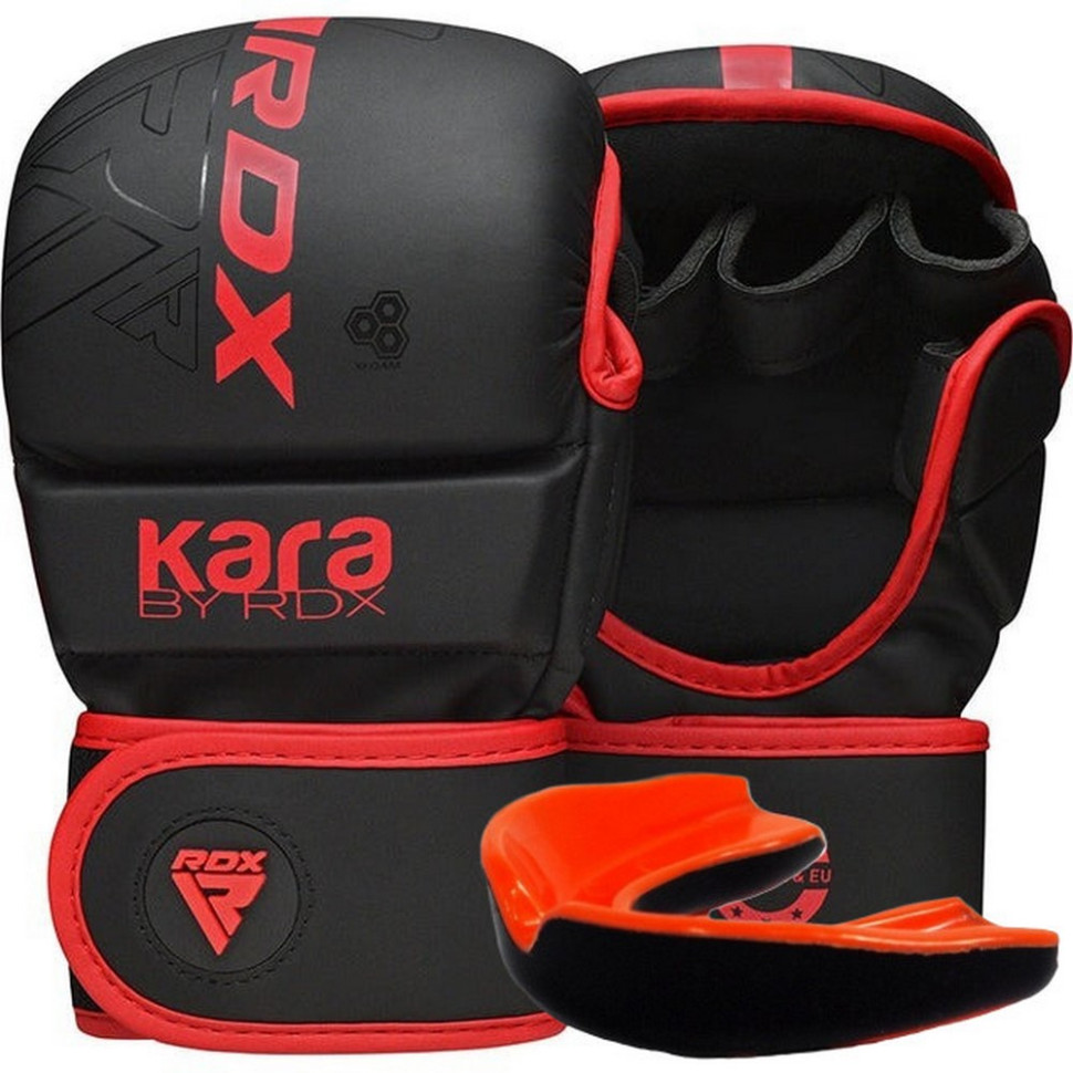 Перчатки для ММА F6 KARA Matte RDX Inc Limited GSR-F6MR-S/M+ Red, S/M (капа в комплекте)
