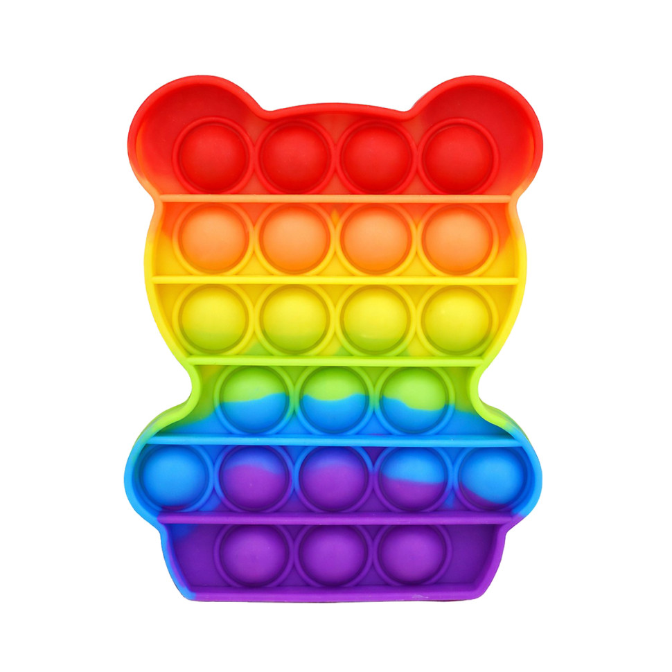 Антистрес-іграшка Ведмедик Bambi SL10 POP IT райдужний, 12х9, 5х1, 3 см