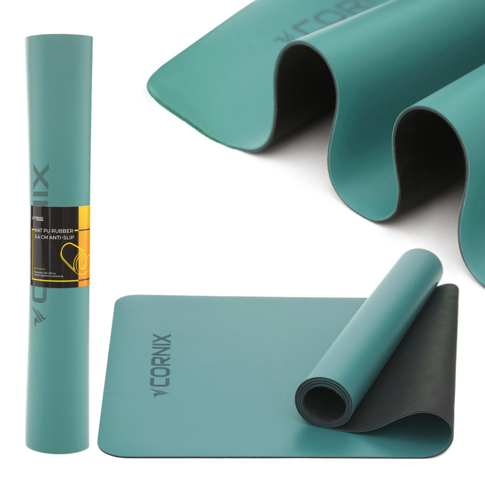 Килимок спортивний для йоги та фітнесу Cornix XR-0318 Turquoise 183 x 68 x 0.4 см
