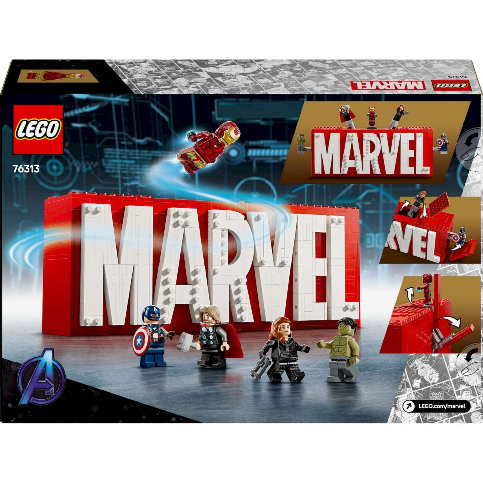 Конструктор LEGO Super Heroes Логотип и минифигурки MARVEL 76313, 931 деталь