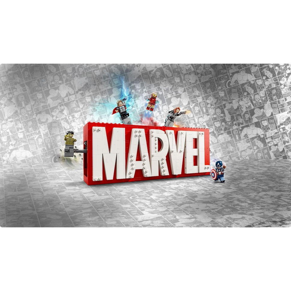 Конструктор LEGO Super Heroes Логотип и минифигурки MARVEL 76313, 931 деталь