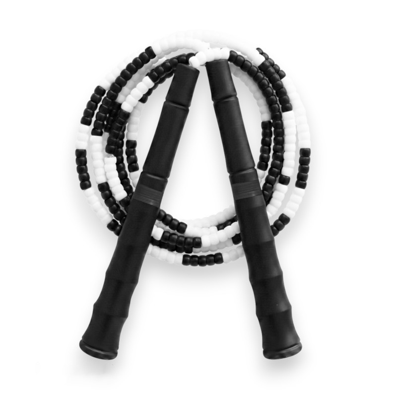 Бисерная скакалка EasyFit EF-2820-BKW, FreeRope, черно-белая 2,7 м