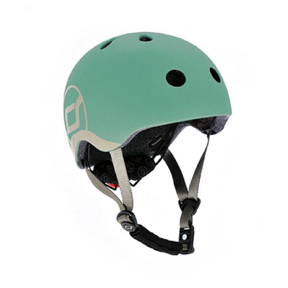Шолом захисний дитячий Scoot and Ride SR-181206-FOREST, сіро-зелений, з ліхтариком, 45-51 см