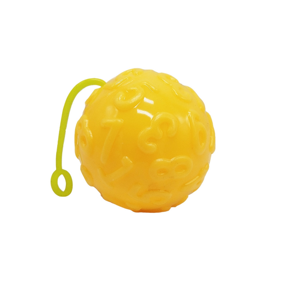 Мяч детский Bambi MS 4286(Yellow) 7,5 см, текстурный, пищалка, мерцает