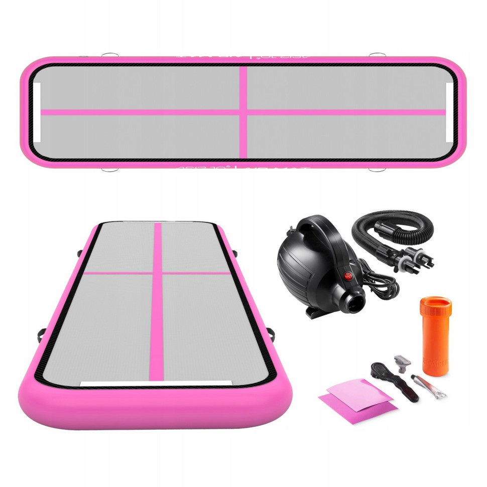 Мат надувний гімнастичний Air Track Mat 4FIZJO P-5907739311788, 400 x 100 x 15 см, White/Pink