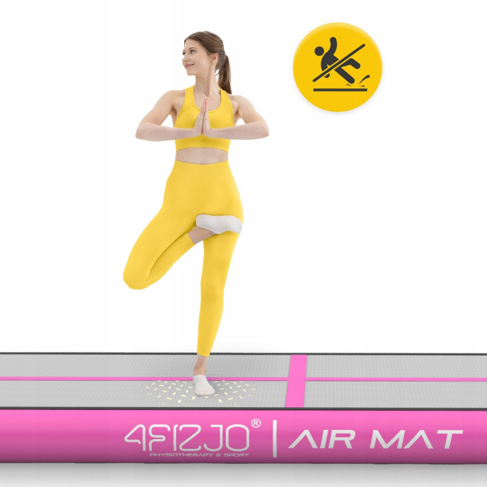 Мат надувний гімнастичний Air Track Mat 4FIZJO P-5907739311788, 400 x 100 x 15 см, White/Pink