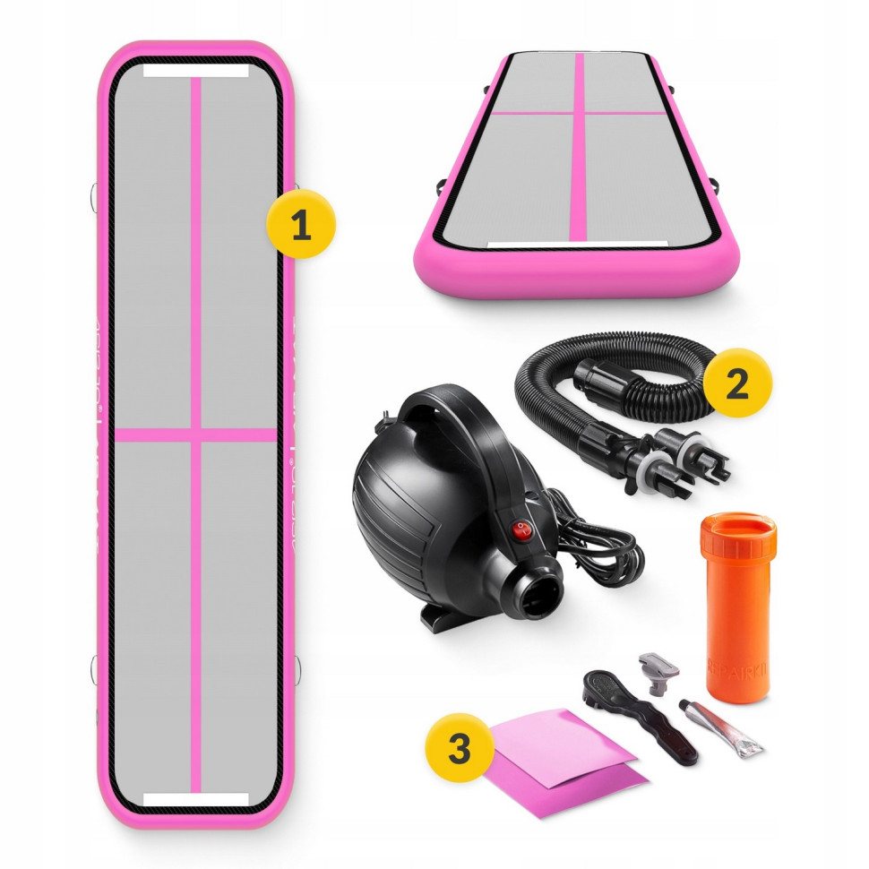 Мат надувний гімнастичний Air Track Mat 4FIZJO P-5907739311788, 400 x 100 x 15 см, White/Pink