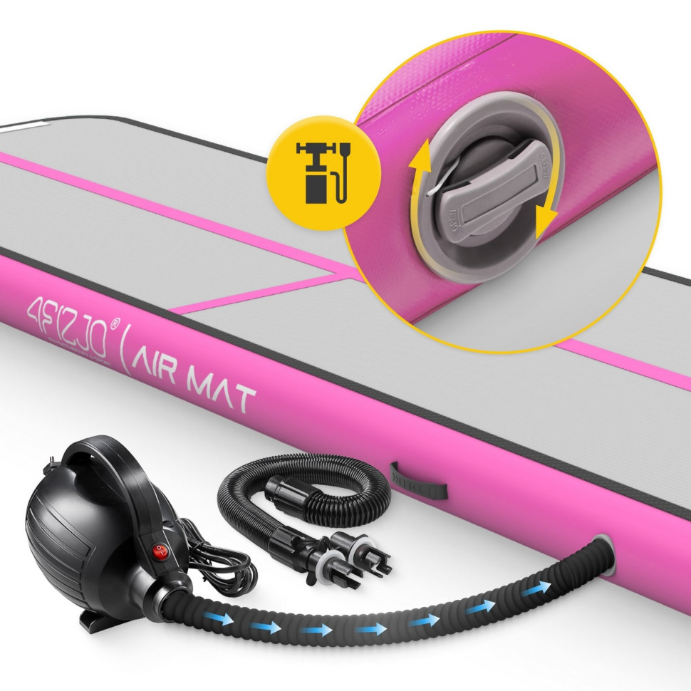 Мат надувний гімнастичний Air Track Mat 4FIZJO P-5907739311788, 400 x 100 x 15 см, White/Pink