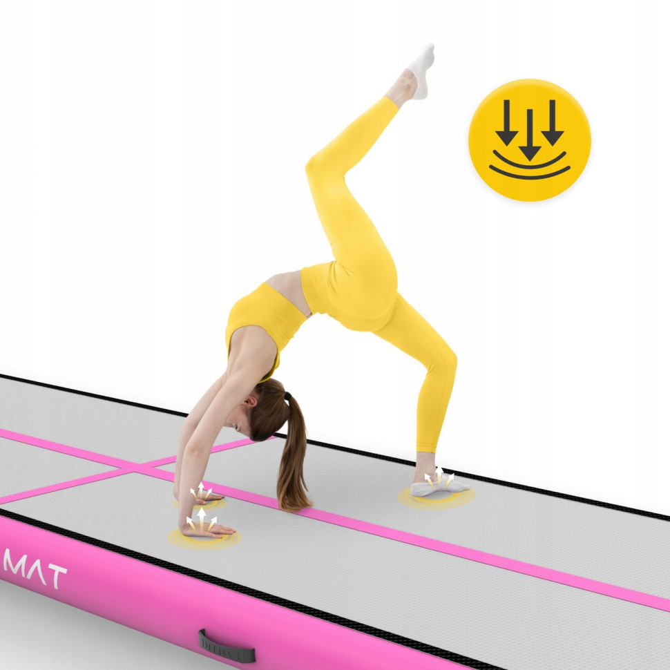 Мат надувний гімнастичний Air Track Mat 4FIZJO P-5907739311788, 400 x 100 x 15 см, White/Pink