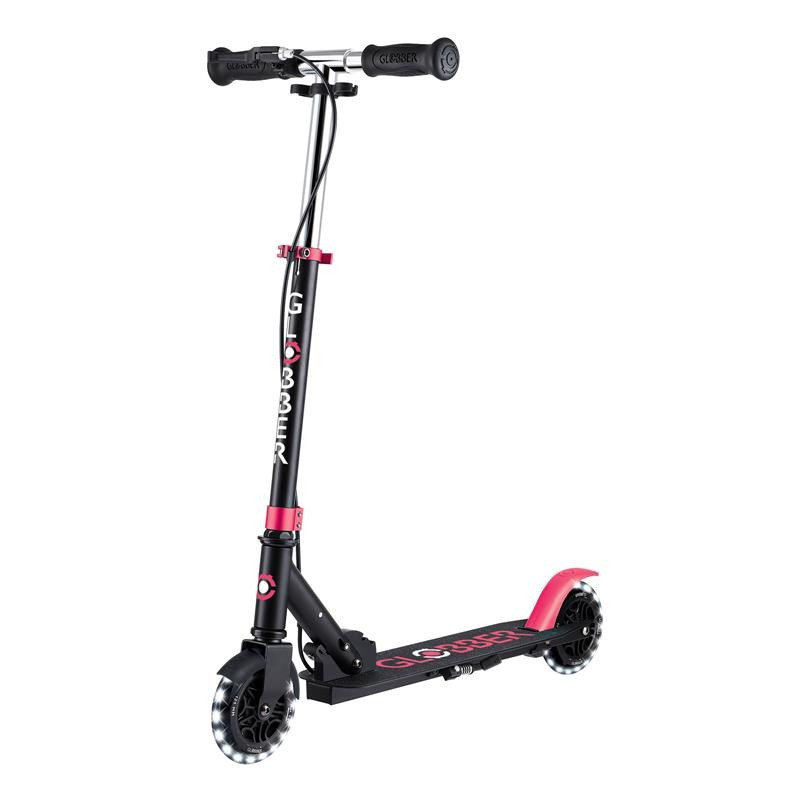 Самокат двухколесный FLOW ELEMENT JUNIOR LIGHTS GLOBBER 729-110 черно-розовый