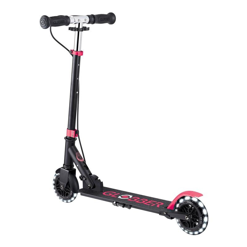 Самокат двухколесный FLOW ELEMENT JUNIOR LIGHTS GLOBBER 729-110 черно-розовый