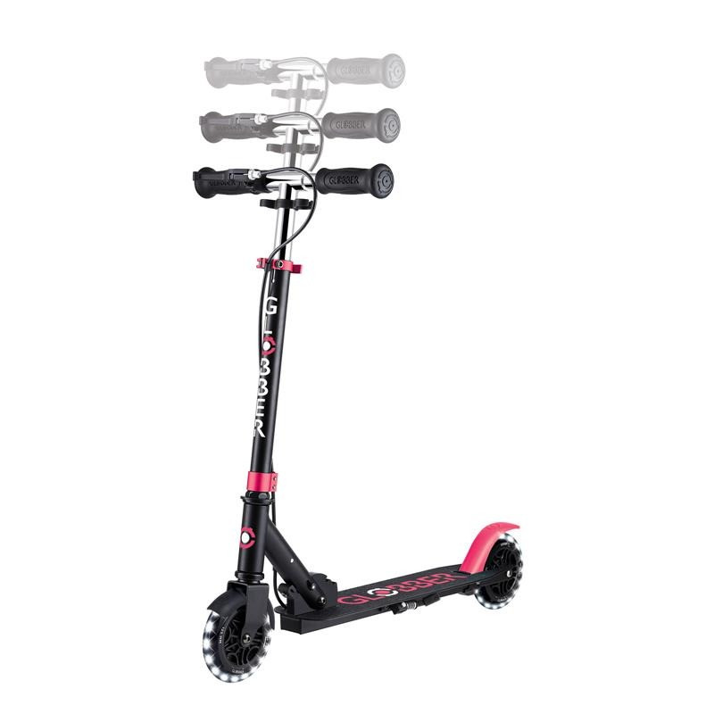 Самокат двухколесный FLOW ELEMENT JUNIOR LIGHTS GLOBBER 729-110 черно-розовый