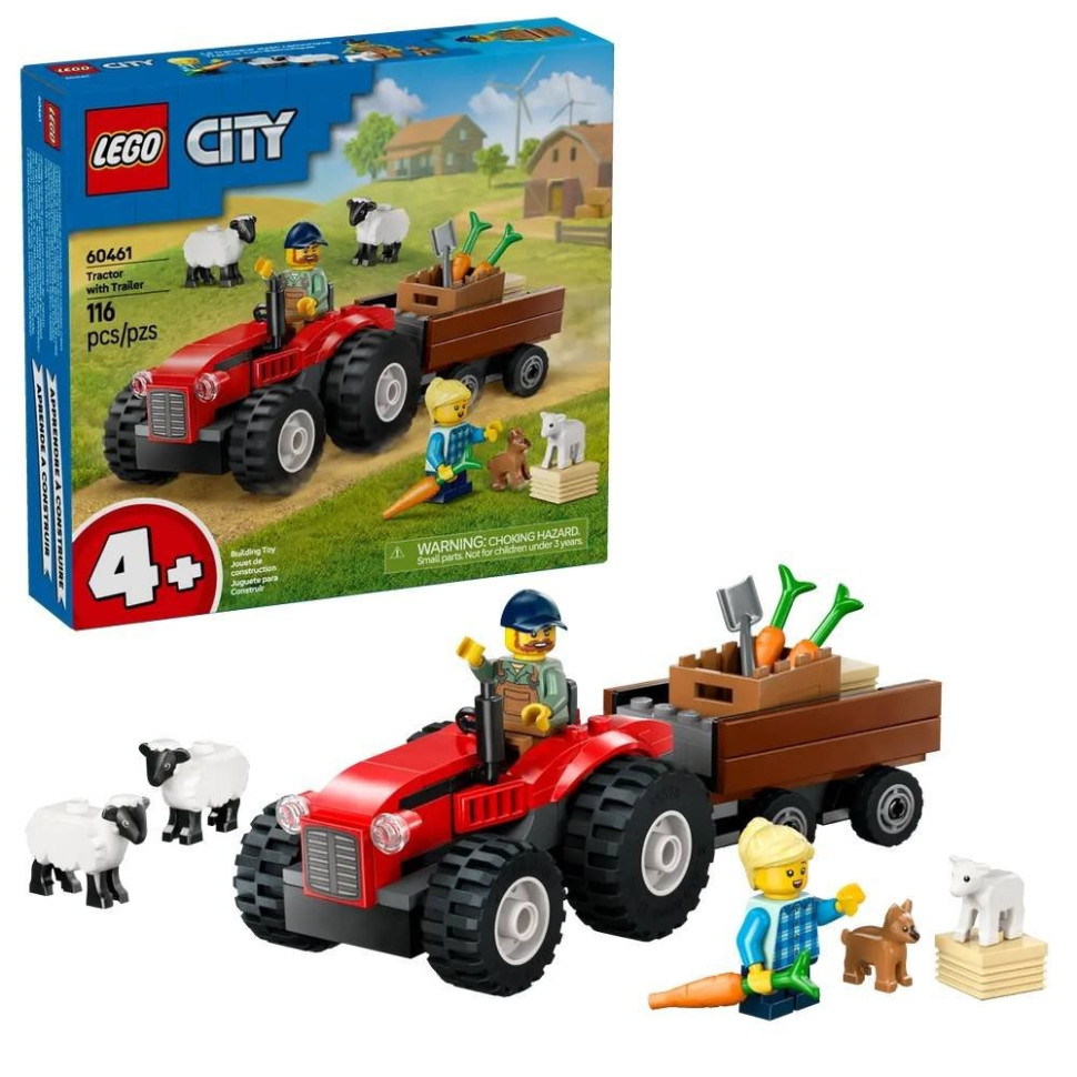Конструктор Червоний фермерський трактор із причепом LEGO 60461L 116 деталей