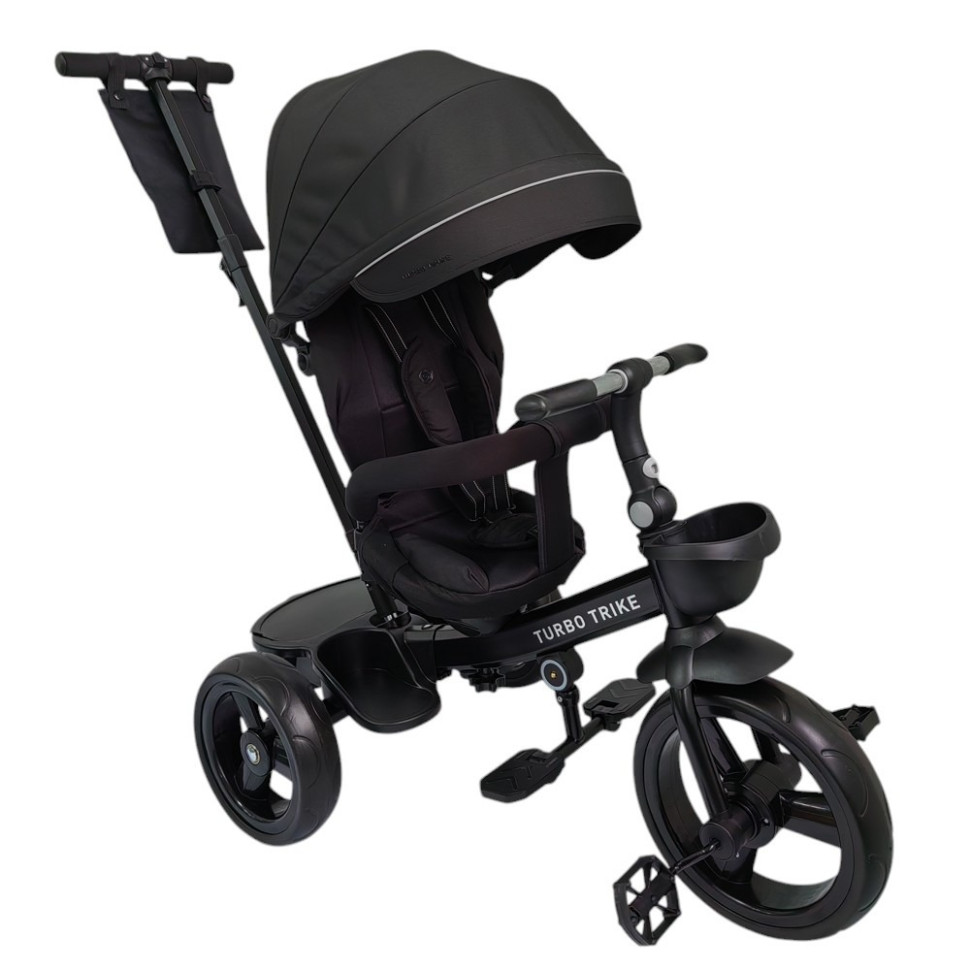 Велосипед детский трехколесный Turbo Trike MT 1001-1 Elegant Black с родительской ручкой
