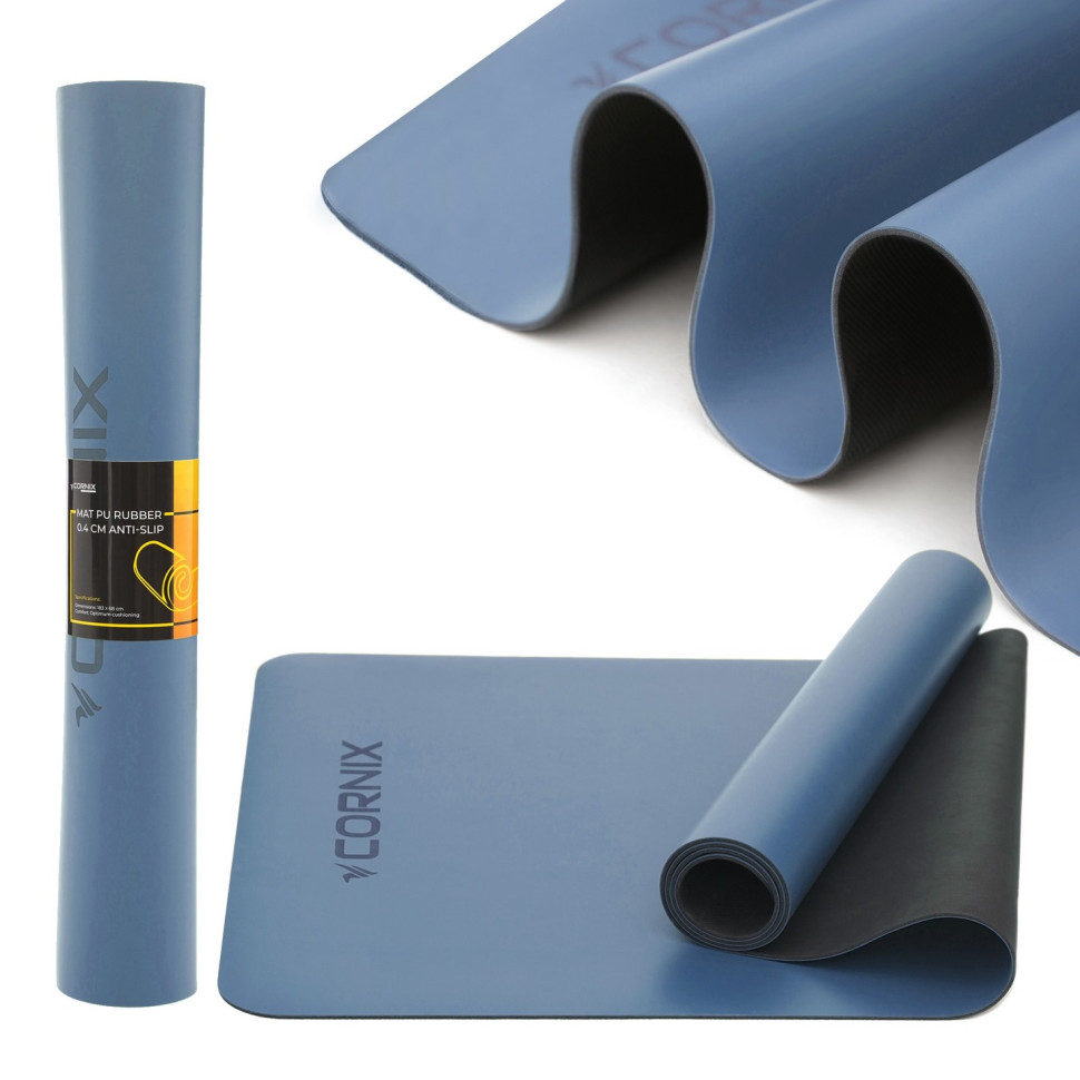 Коврик спортивный для йоги и фитнеса Cornix XR-0319 Blue 183 x 68 x 0.4 см