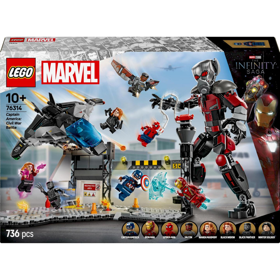 Конструктор LEGO Super Heroes Перший месник: Протистояння Пригодницька битва 76314, 736 деталей