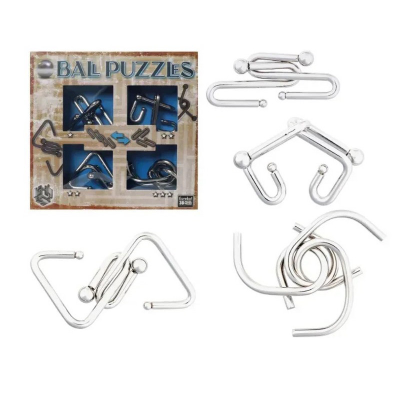 Набор металлических головоломок Ball Puzzles Eureka 3D Puzzle 473203, 4 штуки 