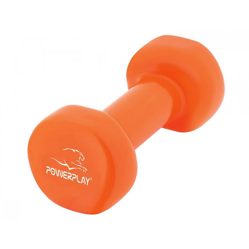 Гантель виниловая PowerPlay PP_4103_1kg, Оранжевая 1 кг