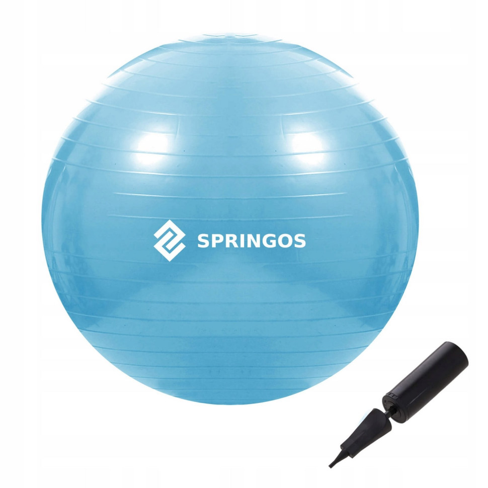 М'яч для фітнесу Anti-Burst Springos FB0006 Sky Blue 55 см