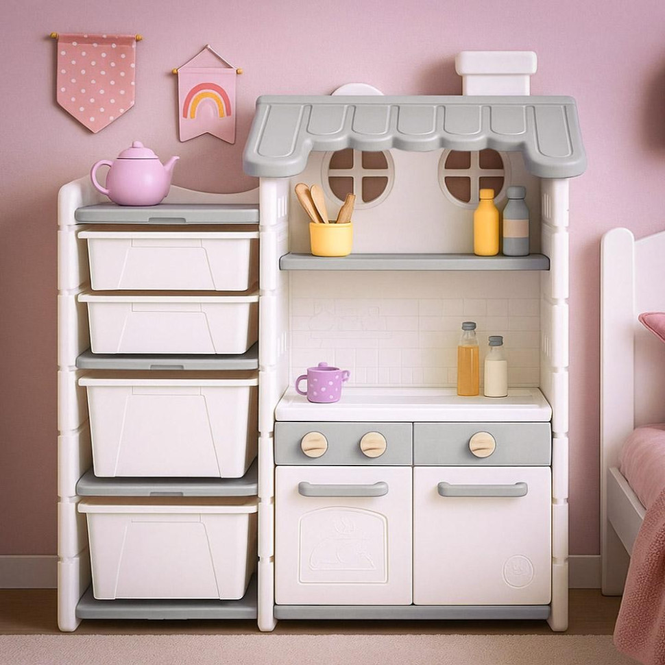 Дитяча кухня-стелаж Chef Mealux KD-E153 White 120х36х103 см