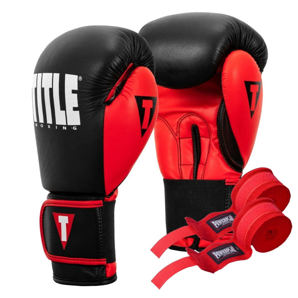 Боксерські рукавиці Boxing Dynamic Strike TITLE XDBG 12 BK/RD 12 унцій (бинти в комплекті)