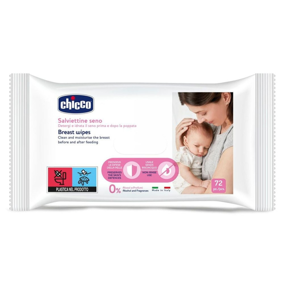 Салфетки очищающие для гигиены груди Chicco 09166.00, 72 штук