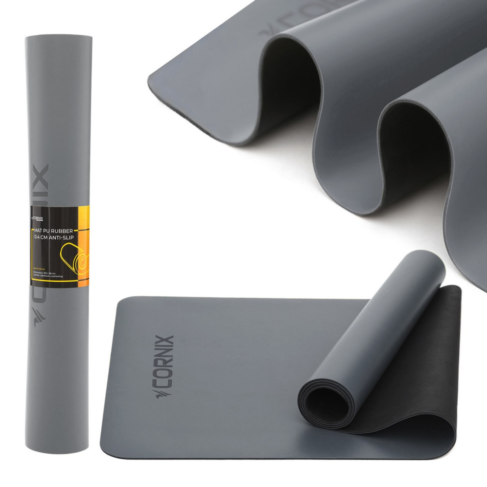 Килимок спортивний для йоги та фітнесу Cornix XR-0320 Grey 183 x 68 x 0.4 см