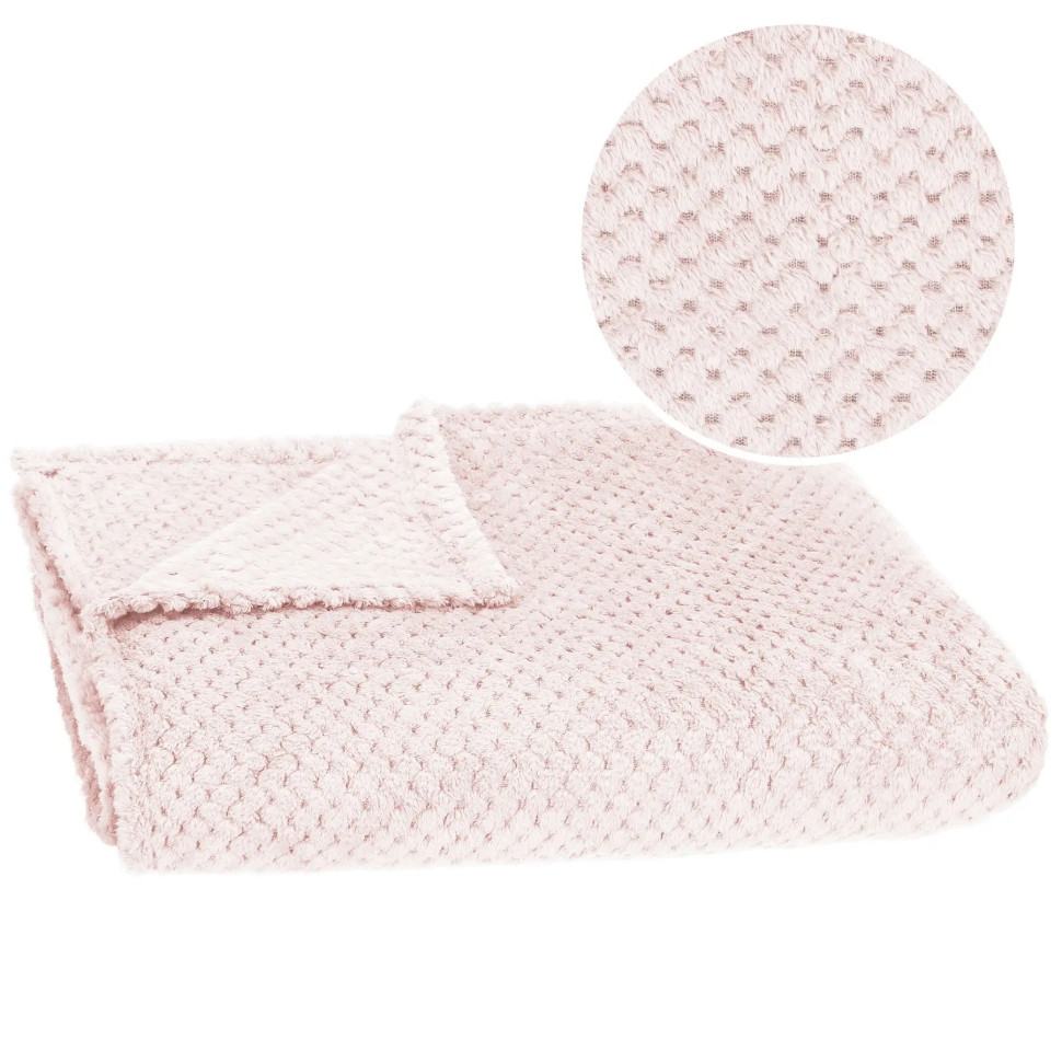 Плед-покривало Extra Soft Springos HA7102 світло-рожевий 200x220 см