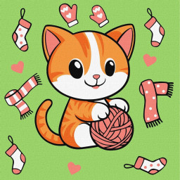 Картина по номерам "Котик и клубочек (картина №1)" ©art_selena_ua Идейка KHO1233, 25х25 см