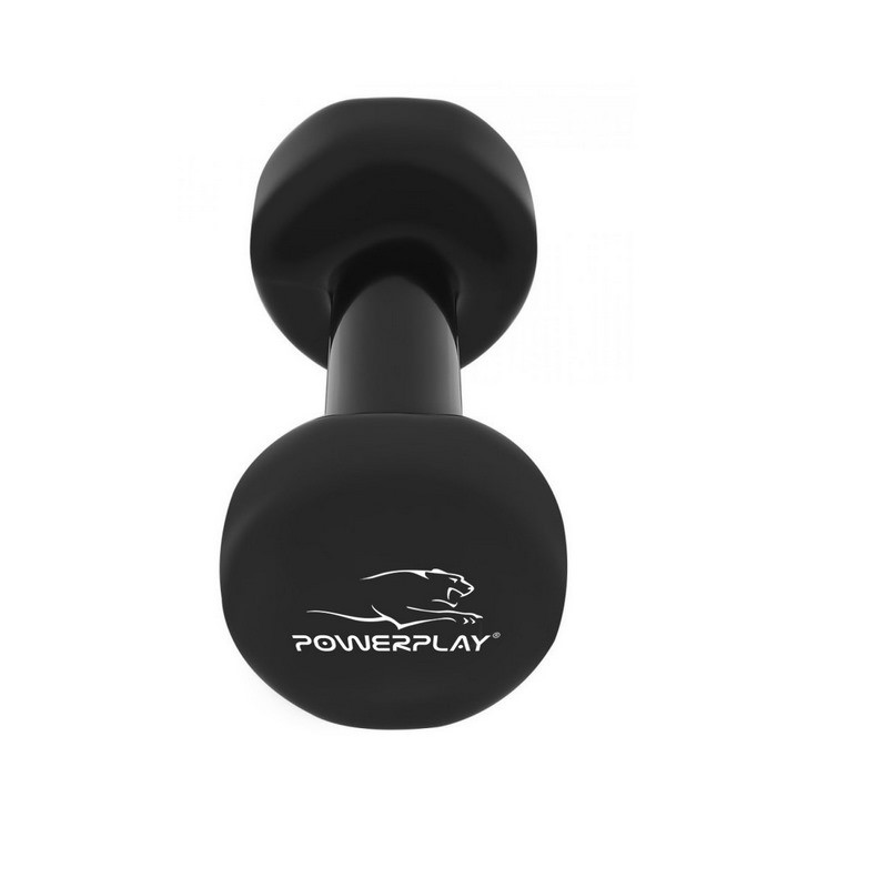 Гантель виниловая PowerPlay PP_4121_1kg Черная 1 кг