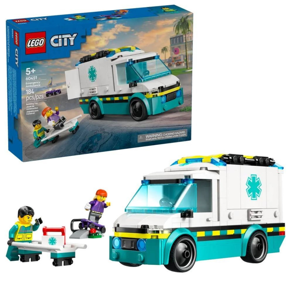 Конструктор детский Скорая помощь LEGO 60451, 184 детали