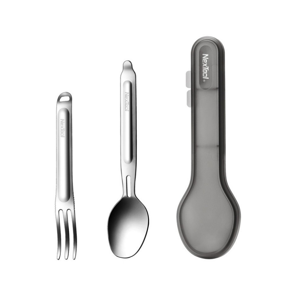 Туристичний набір ложка-виделка Portable Stainless Steel Tableware NexTool NE20133