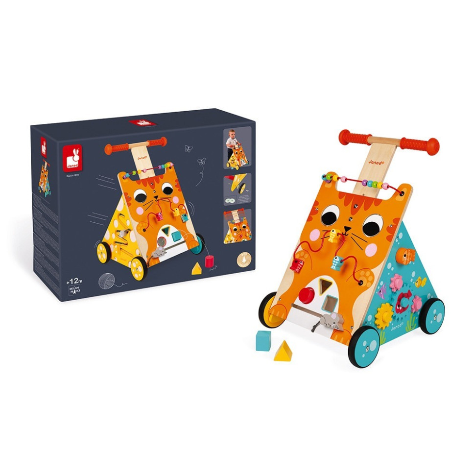 Игровой центр-ходунки Котенок Janod J08005 деревянный, моторика рук