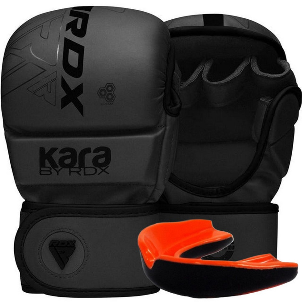 Перчатки для ММА F6 KARA Matte RDX Inc Limited GSR-F6MB-S/M+ Black, S/M (капа в комплекте)