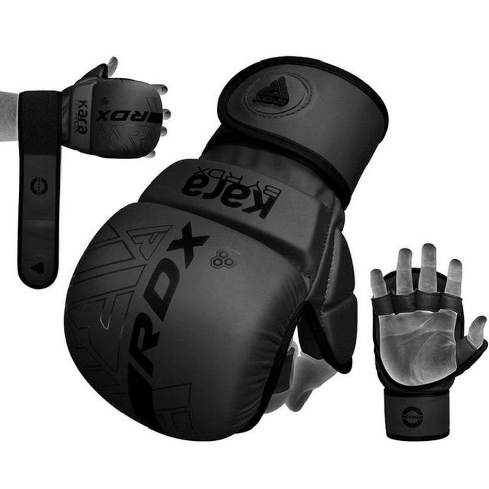 Перчатки для ММА F6 KARA Matte RDX Inc Limited GSR-F6MB-S/M+ Black, S/M (капа в комплекте)