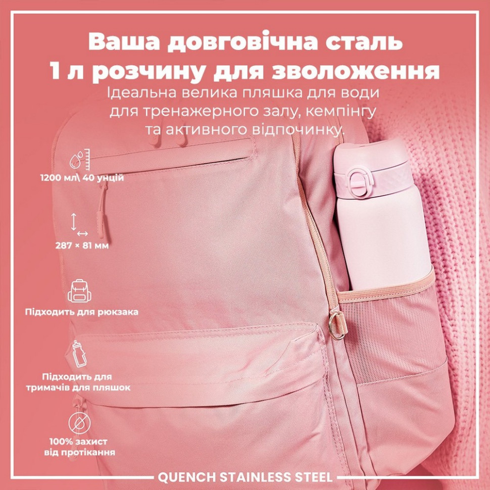 Пляшка для води металева Stainless Steel ION8 I8SS1000LIL2, 1200 мл, Lilac Dusk