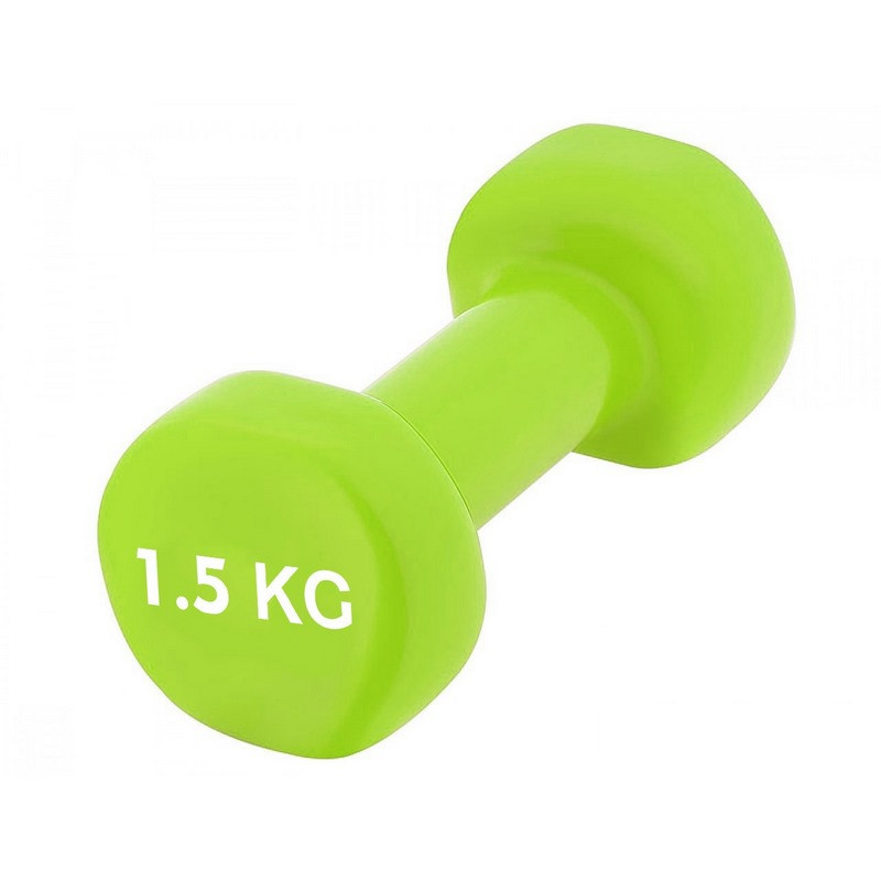 Гантель вінілова PowerPlay PP_4103_1,5kg, Зелена 1,5 кг