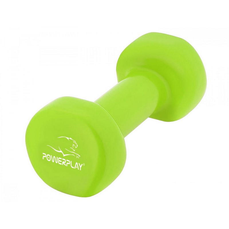 Гантель вінілова PowerPlay PP_4103_1,5kg, Зелена 1,5 кг