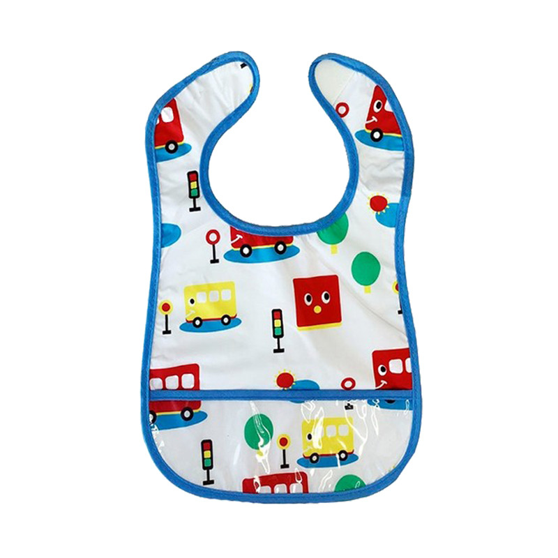 Детский слюнявчик клеенчатый Mega Zayka MGZ-0601(Light-Blue) на липучке