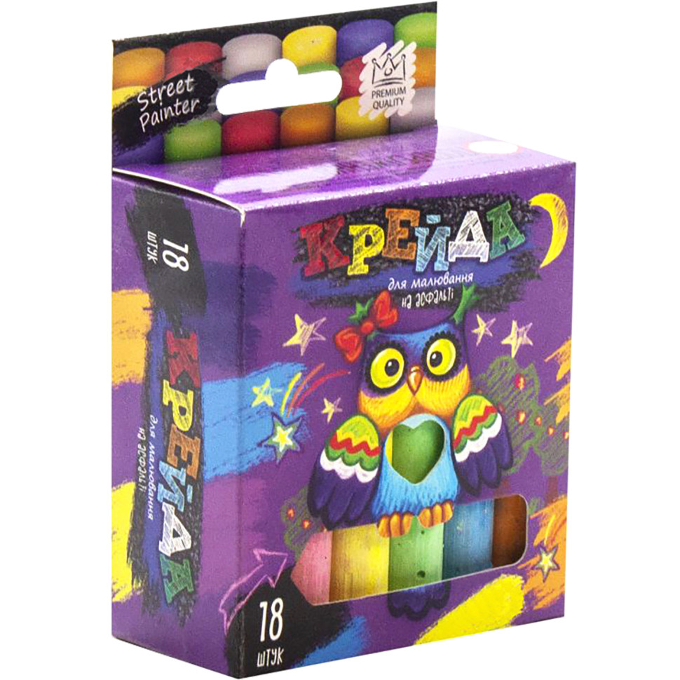 Крейда для малювання на асфальті Danko Toys MEL-02-04U 18 шт, тонка, Укр