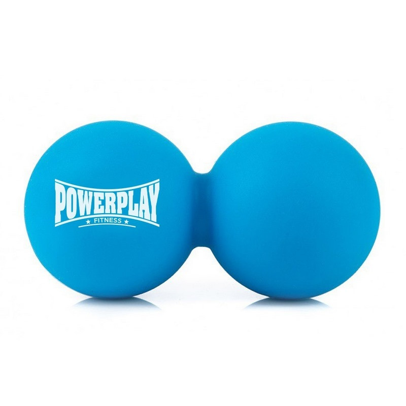Масажний силіконовий подвійний м'яч PP-4355 Silicone Lacrosse Peanut Ball PowerPlay PP-4355_Blue