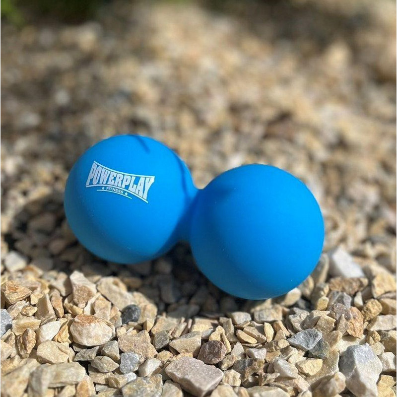 Масажний силіконовий подвійний м'яч PP-4355 Silicone Lacrosse Peanut Ball PowerPlay PP-4355_Blue