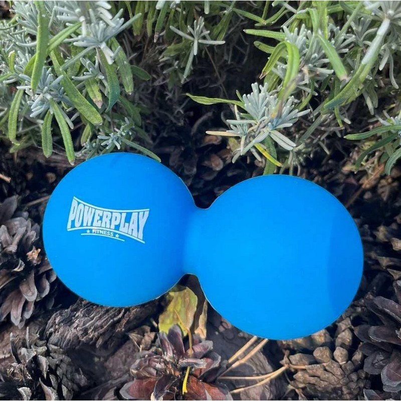 Масажний силіконовий подвійний м'яч PP-4355 Silicone Lacrosse Peanut Ball PowerPlay PP-4355_Blue