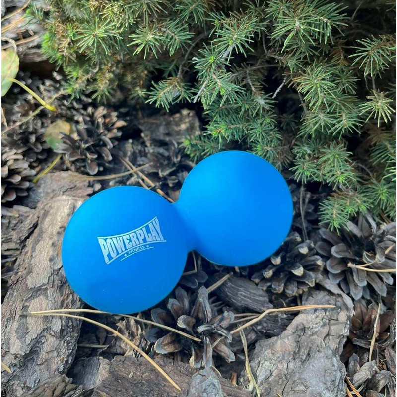 Масажний силіконовий подвійний м'яч PP-4355 Silicone Lacrosse Peanut Ball PowerPlay PP-4355_Blue