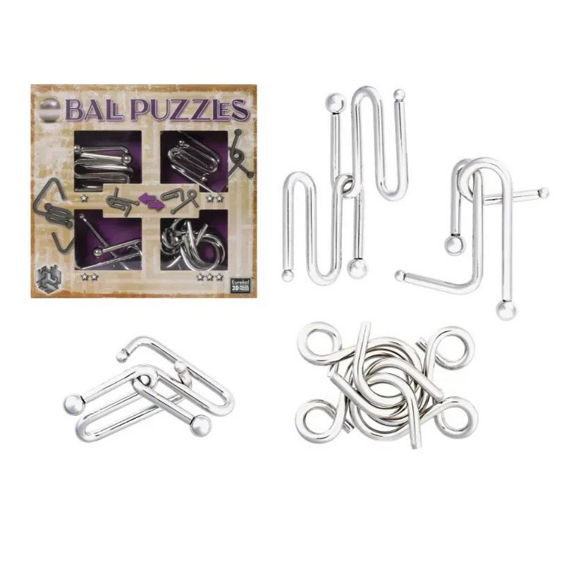 Набор металлических головоломок Ball Puzzless Eureka 3D Puzzle 473204, 4 штуки