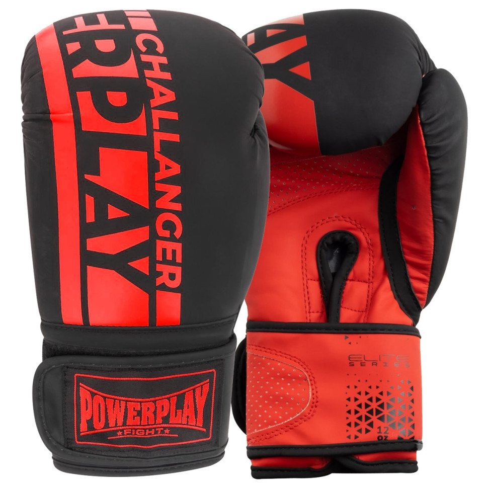 Боксерські рукавиці 3086 Matt Challenger PowerPlay PP_3086_14oz_Bl/Red, Чорно-Червоні 14 унцій
