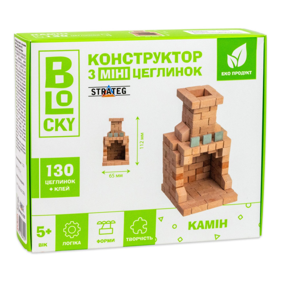Будівельний набір для творчості з міні-цеглинок BLOCKY Камін Strateg 31025, 130 цеглинок