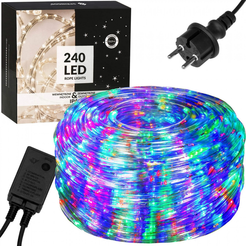 Гірлянда дюралайт вулична Rope Lights Springos CL1202, 10 м 240 LED, Mix
